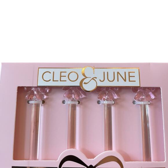 Cleo & June Glass Pink Bow Spoons Set of 4 NEW - Picture 2 of 7